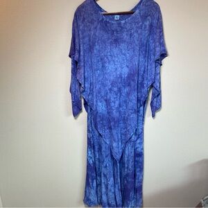 Moroccan Tie-Dye Maxi Dress with Long Sleeves